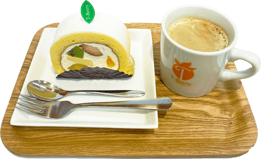 ケーキと飲み物のセット